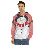 Cute Snowman Print Men's Velvet Pullover Hoodie