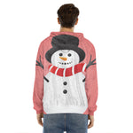 Cute Snowman Print Men's Velvet Pullover Hoodie
