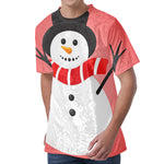 Cute Snowman Print Men's Velvet T-Shirt