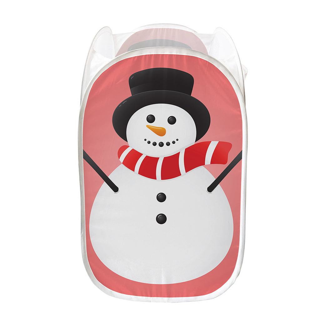Cute Snowman Print Mesh Laundry Hamper
