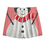 Cute Snowman Print Mesh Shorts