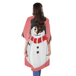 Cute Snowman Print Open Front Beach Cover Up