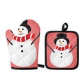 Cute Snowman Print Oven Mitt And Pot Holder Set