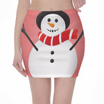 Cute Snowman Print Pencil Mini Skirt