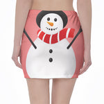 Cute Snowman Print Pencil Mini Skirt