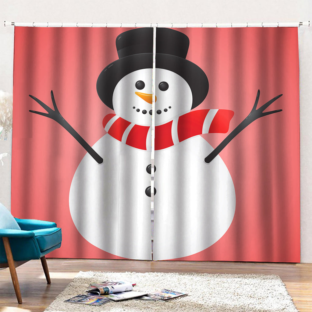 Cute Snowman Print Pencil Pleat Curtains