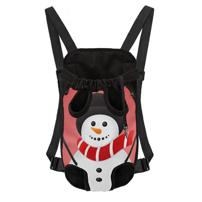 Cute Snowman Print Pet Carrier Backpack