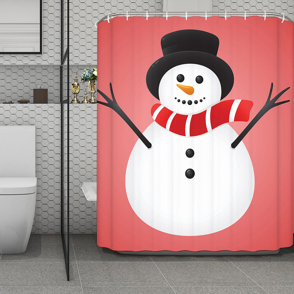 Cute Snowman Print Polyester Shower Curtain