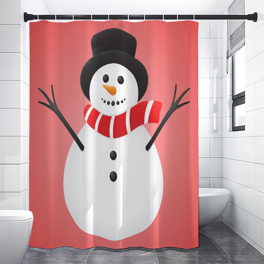 Cute Snowman Print Premium Shower Curtain