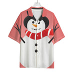Cute Snowman Print Rayon Hawaiian Shirt