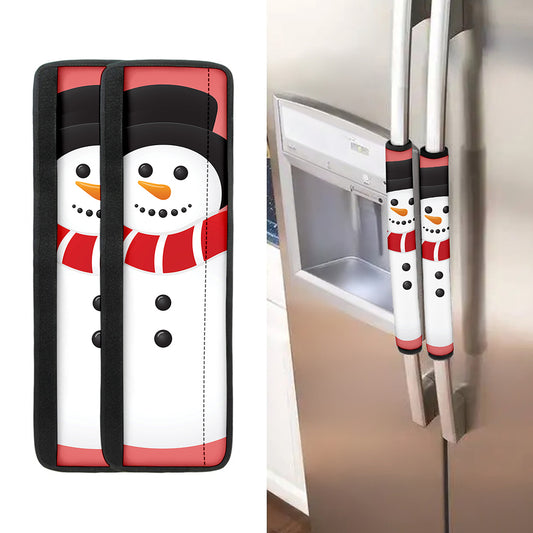Cute Snowman Print Refrigerator Handle Covers