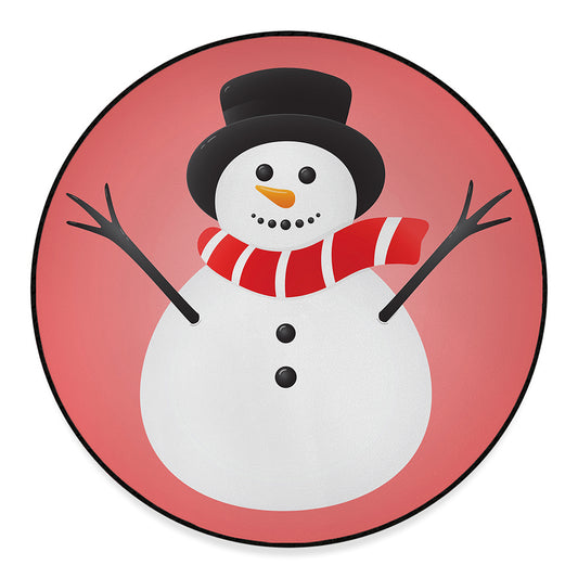 Cute Snowman Print Round Floor Mat