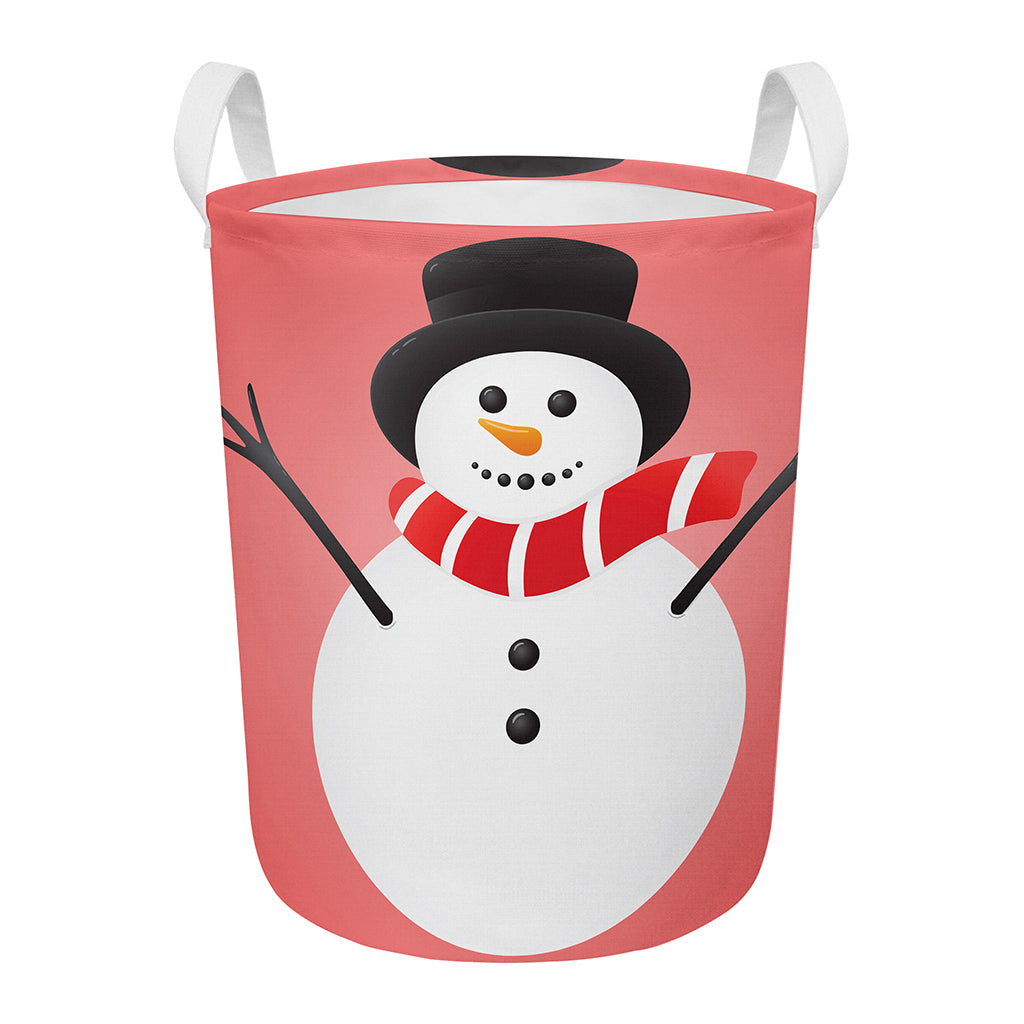 Cute Snowman Print Round Laundry Basket