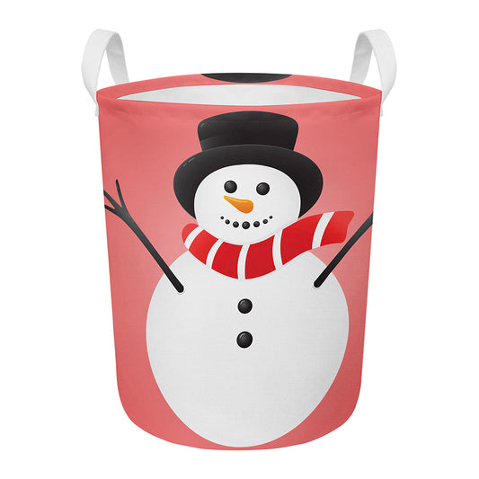 Cute Snowman Print Round Laundry Basket