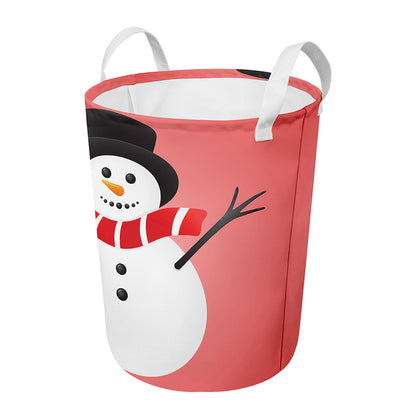 Cute Snowman Print Round Laundry Basket