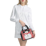 Cute Snowman Print Shoulder Handbag