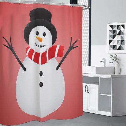 Cute Snowman Print Shower Curtain