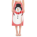 Cute Snowman Print Side Slit Midi Skirt