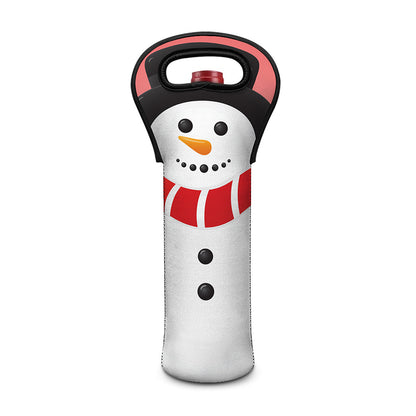 Cute Snowman Print Single Neoprene Wine Tote