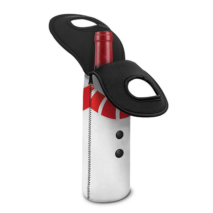 Cute Snowman Print Single Neoprene Wine Tote