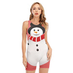 Cute Snowman Print Sleeveless One Piece Swimsuit