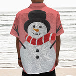 Cute Snowman Print Textured Short Sleeve Shirt