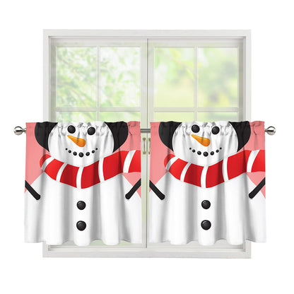 Cute Snowman Print Tier Curtains