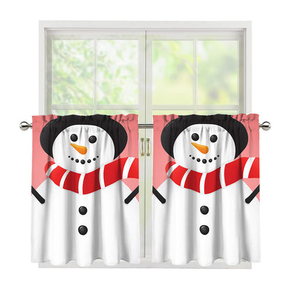 Cute Snowman Print Tier Curtains