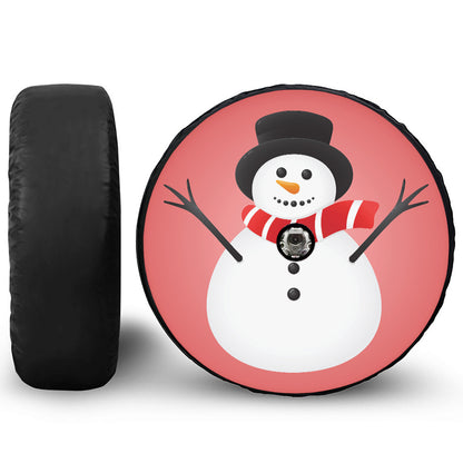 Cute Snowman Print Tire Cover With Camera Hole
