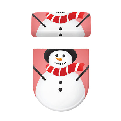 Cute Snowman Print Toilet Lid And Tank Cover Set