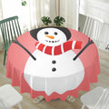 Cute Snowman Print Waterproof Round Tablecloth