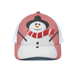 Cute Snowman Print White Mesh Trucker Cap