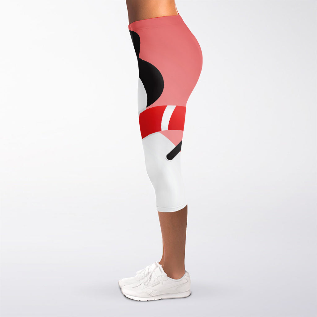 Cute Snowman Print Women's Capri Leggings