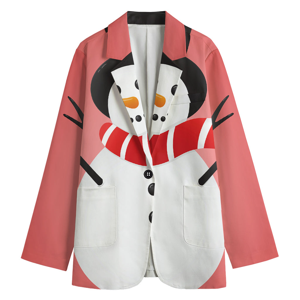 Cute Snowman Print Women's Cotton Blazer