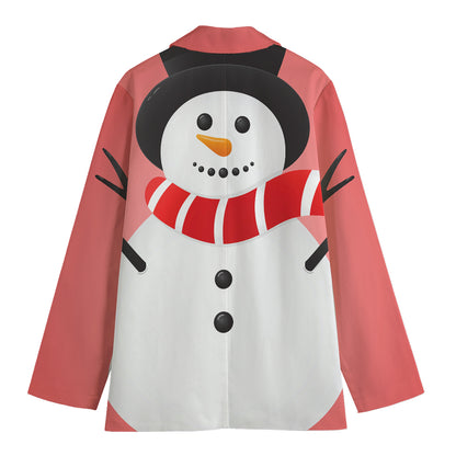 Cute Snowman Print Women's Cotton Blazer