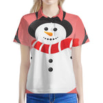 Cute Snowman Print Women's Polo Shirt