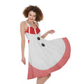 Cute Snowman Print Sleeveless Knee Length Dress