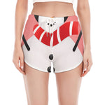 Cute Snowman Print Women's Split Running Shorts