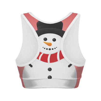 Cute Snowman Print Women's Sports Bra