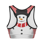 Cute Snowman Print Women's Sports Bra