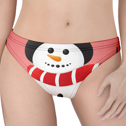 Cute Snowman Print Women's Thong
