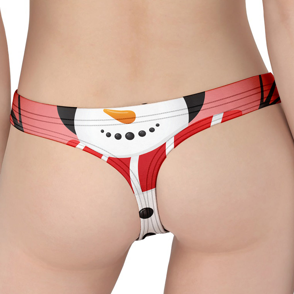 Cute Snowman Print Women's Thong