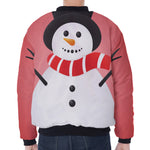 Cute Snowman Print Zip Sleeve Bomber Jacket
