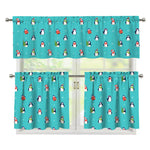 Cute Snowy Penguin Pattern Print 3 Piece Kitchen Curtains