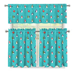 Cute Snowy Penguin Pattern Print 3 Piece Kitchen Curtains
