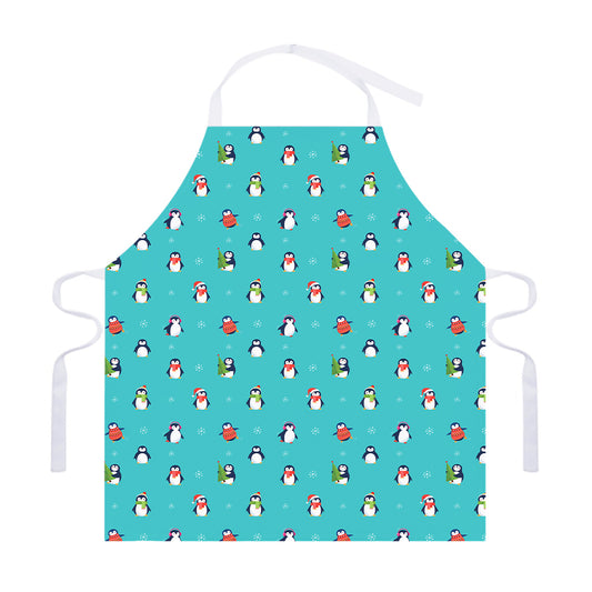 Cute Snowy Penguin Pattern Print Adjustable Apron