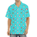 Cute Snowy Penguin Pattern Print Aloha Shirt