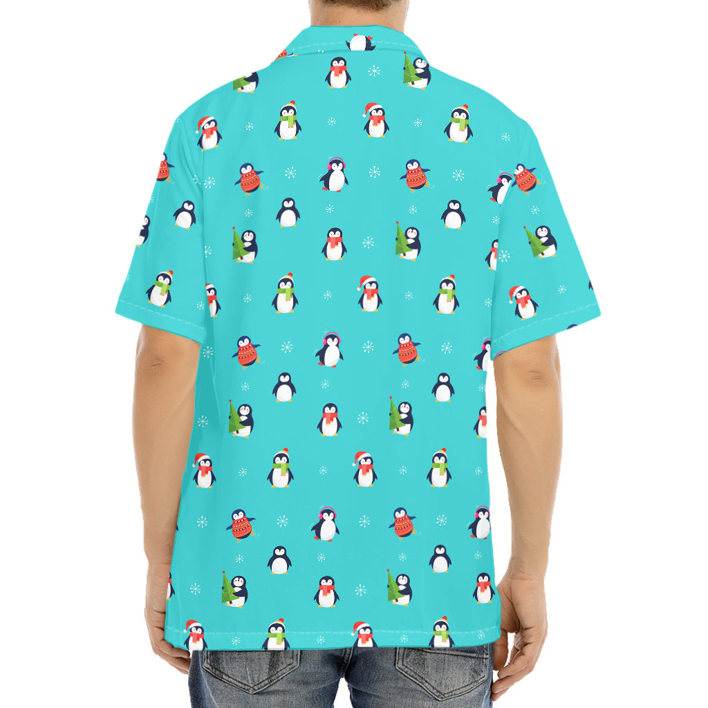 Cute Snowy Penguin Pattern Print Aloha Shirt
