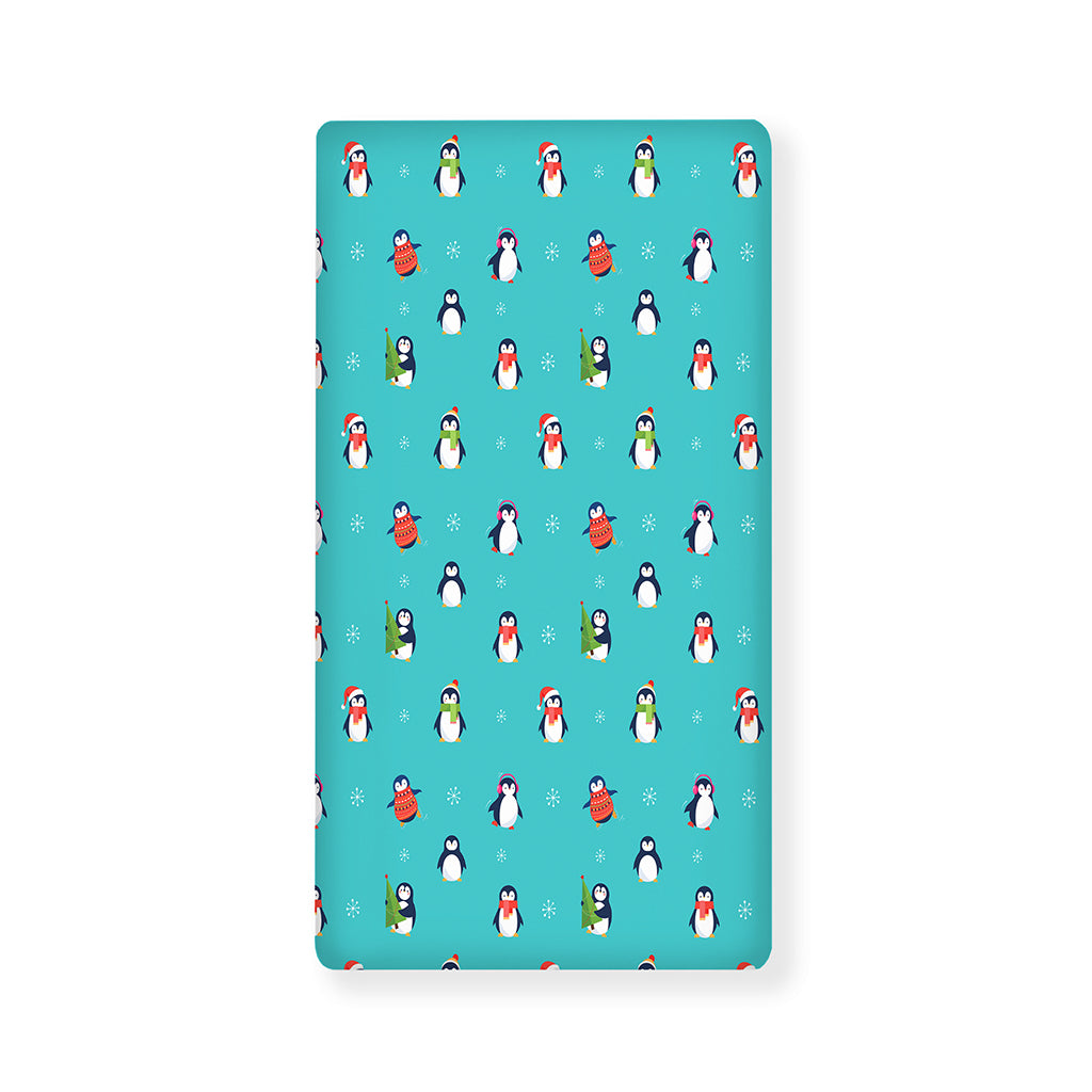 Cute Snowy Penguin Pattern Print Baby Crib Sheet