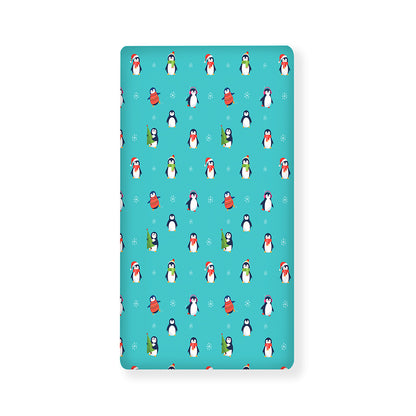 Cute Snowy Penguin Pattern Print Baby Crib Sheet